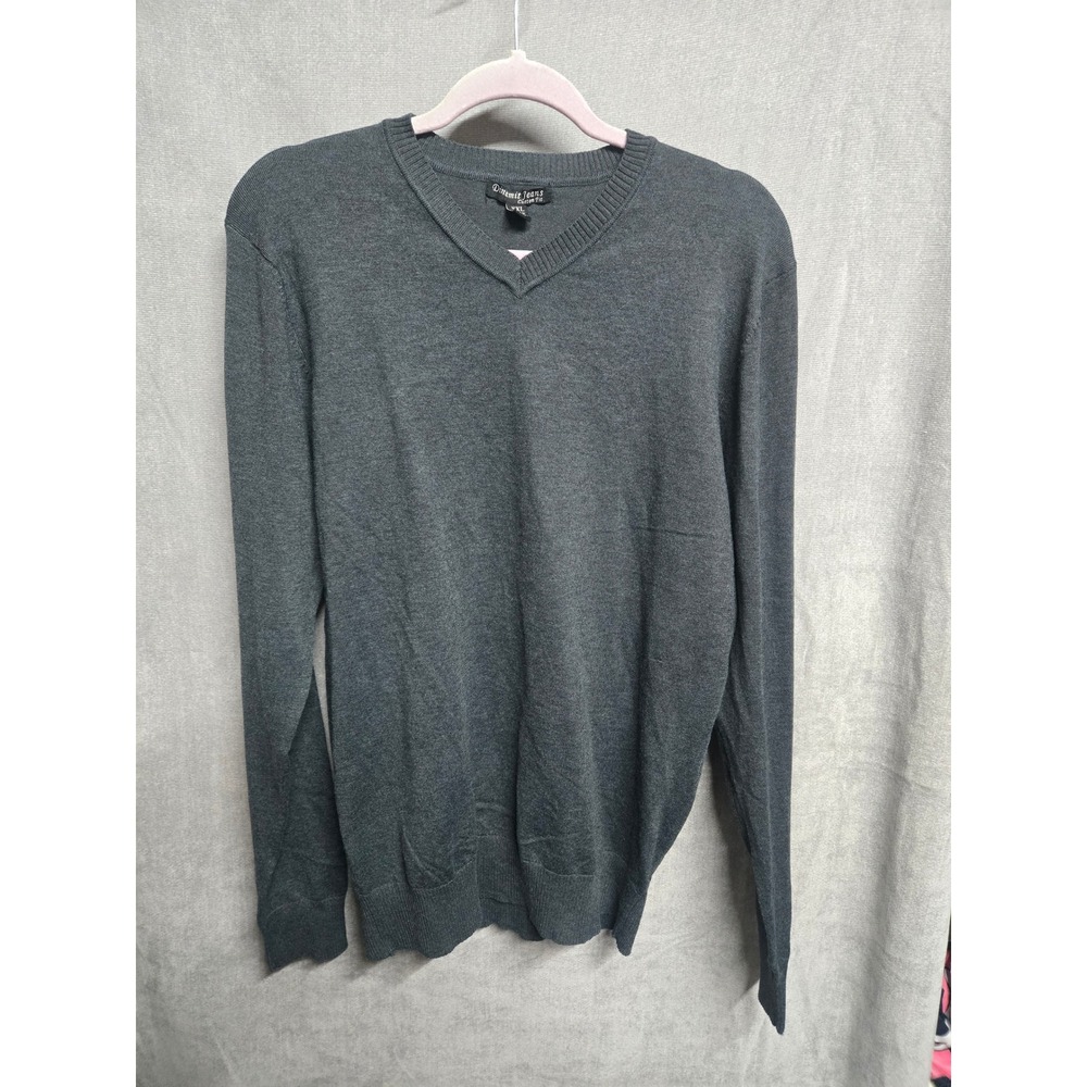 Dinamit Jeans Mens XXL Gray V-Neck Sweater Custom Fit Cotton Blend Knit